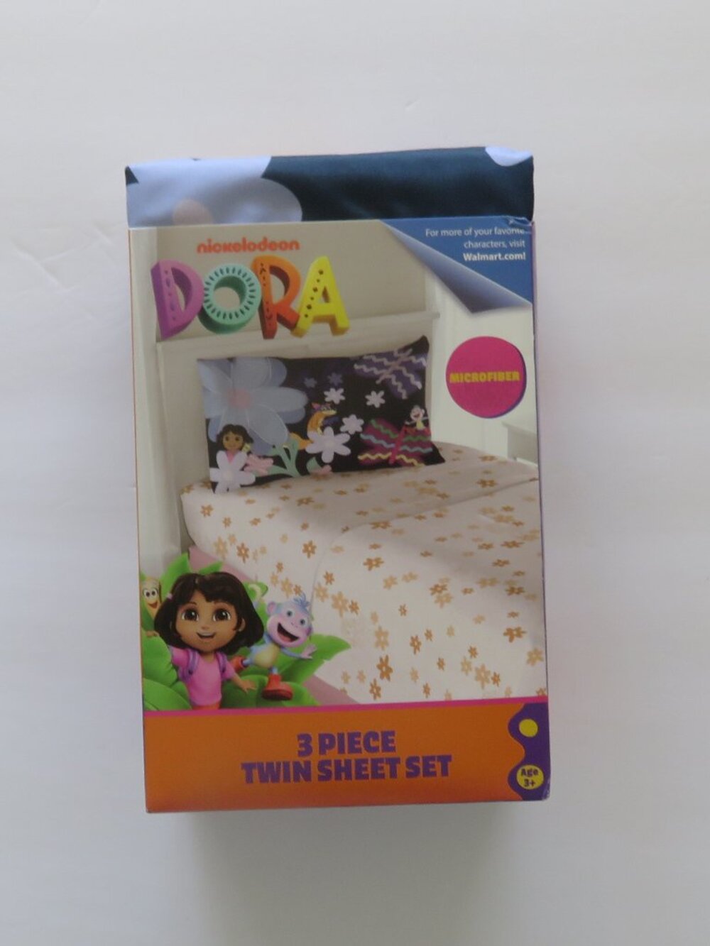 (#139) Dora the‎ Explorer Kids 3 Piece Pink Orange Floral Sheet Set, Twin Size
